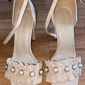 Marc Fisher Beige Heels with Pearl Details